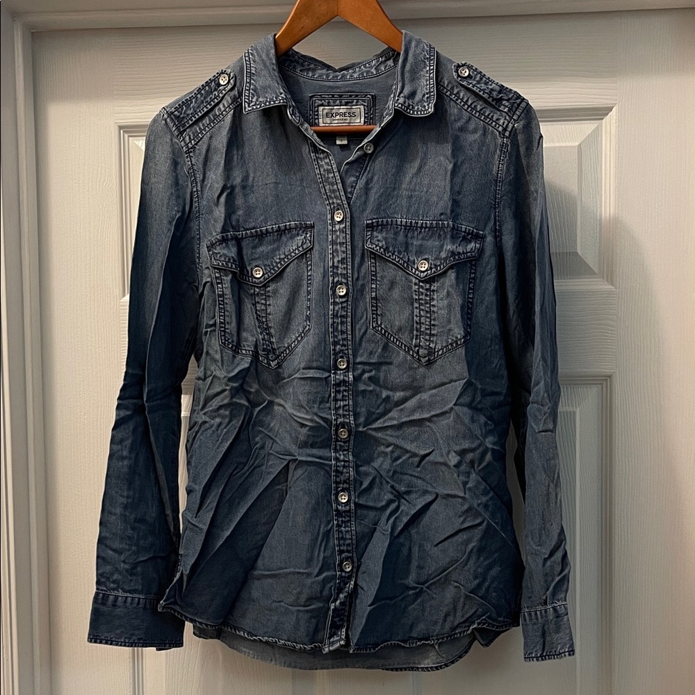 Express Boyfriend Denim Shirt Small